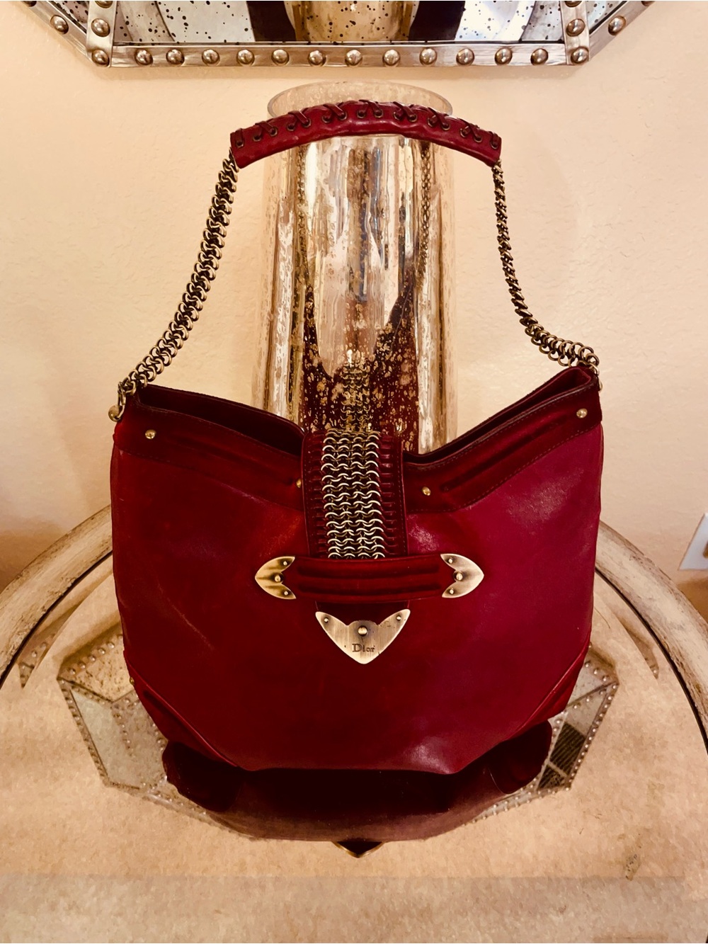 Dior Pre-loved red/burgundy handbag. Comes with Authentication Card/dust bag